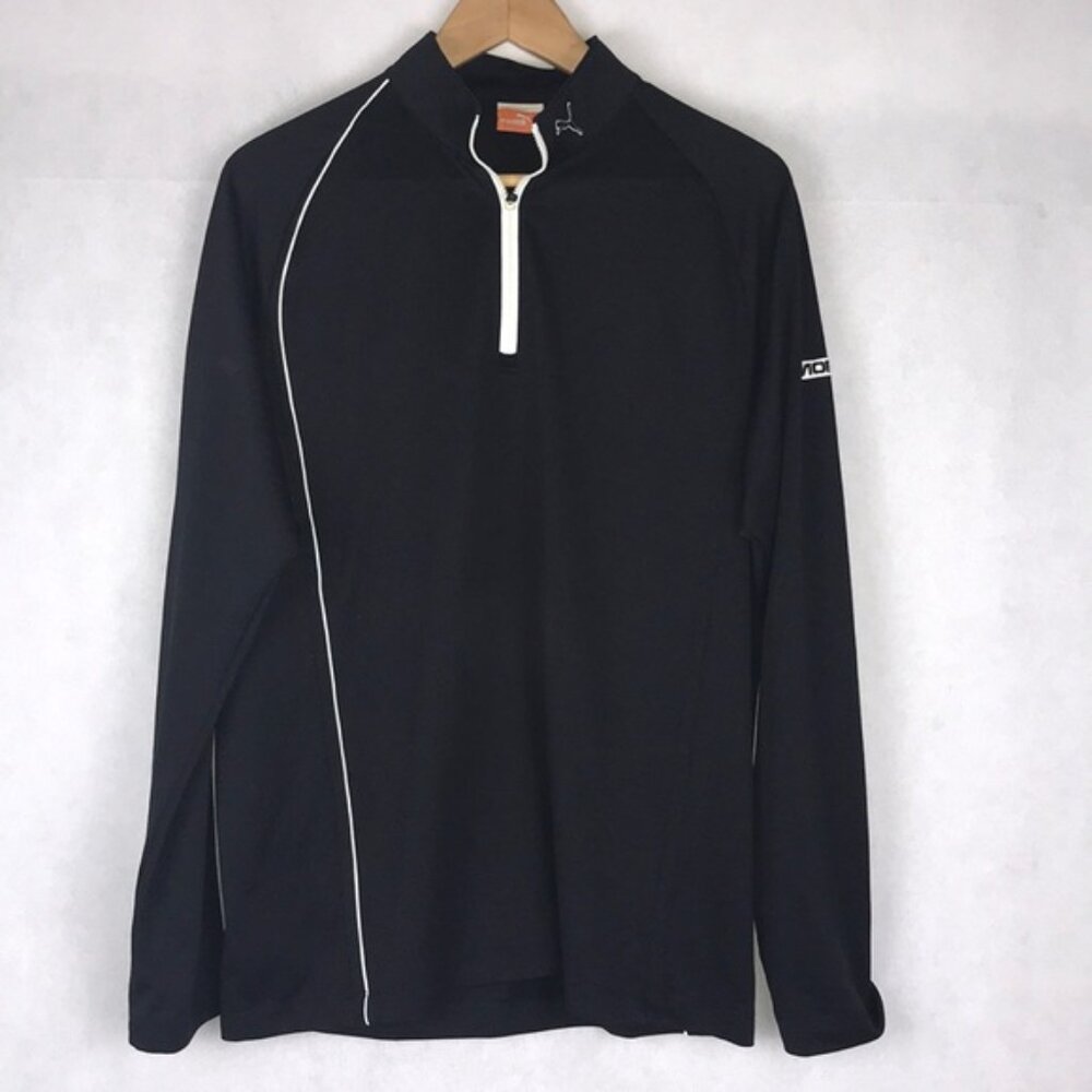 PUMA Black Quarter Zip Pullover Sweater Size M Work Athleisure Casual Sporty